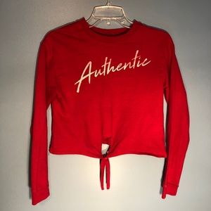 Like new “Authentic” red long sleeve crop top